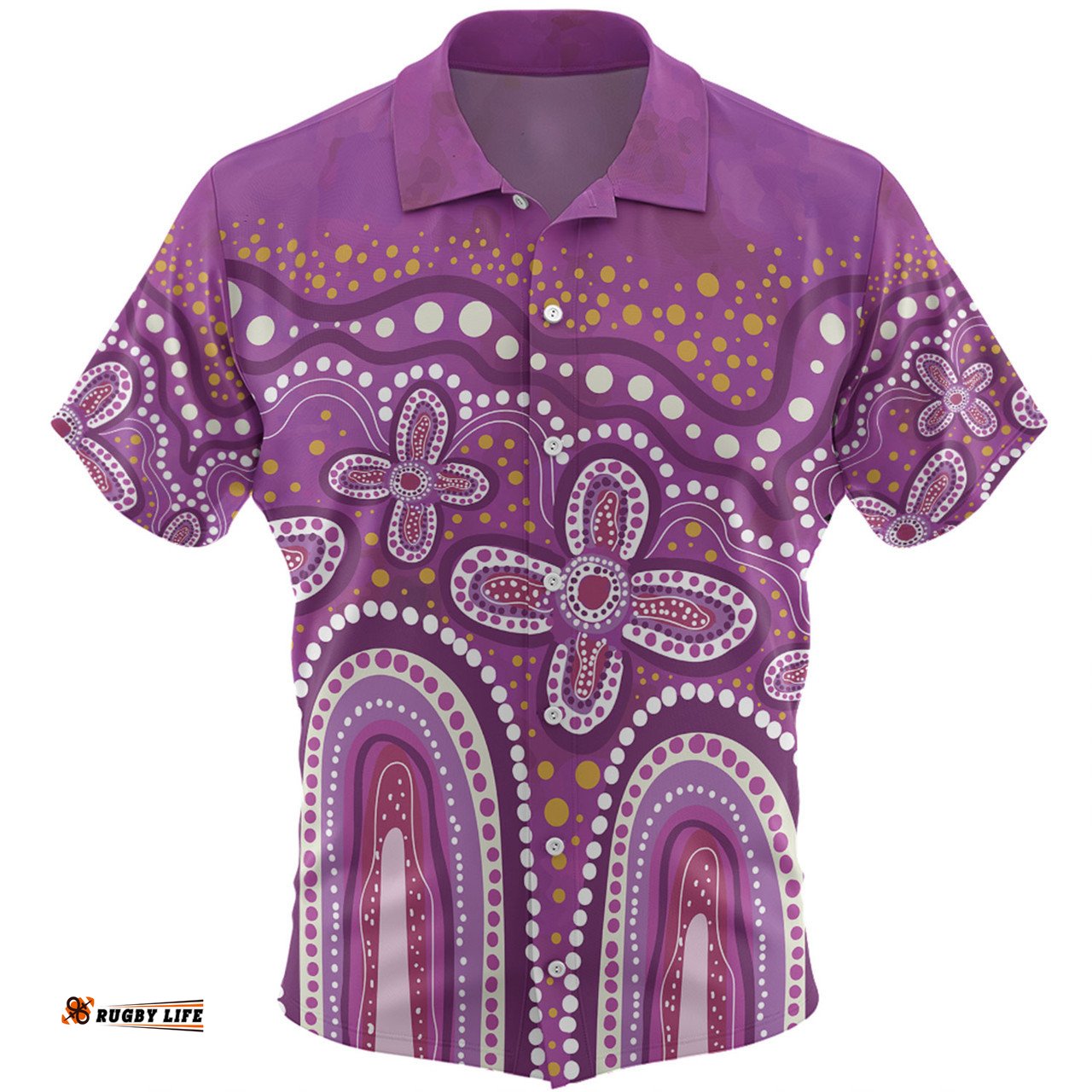 Amazing Aussie Australia Aboriginal Dot painting illustration in Aboriginal style Pink Hawaiian Shirt
