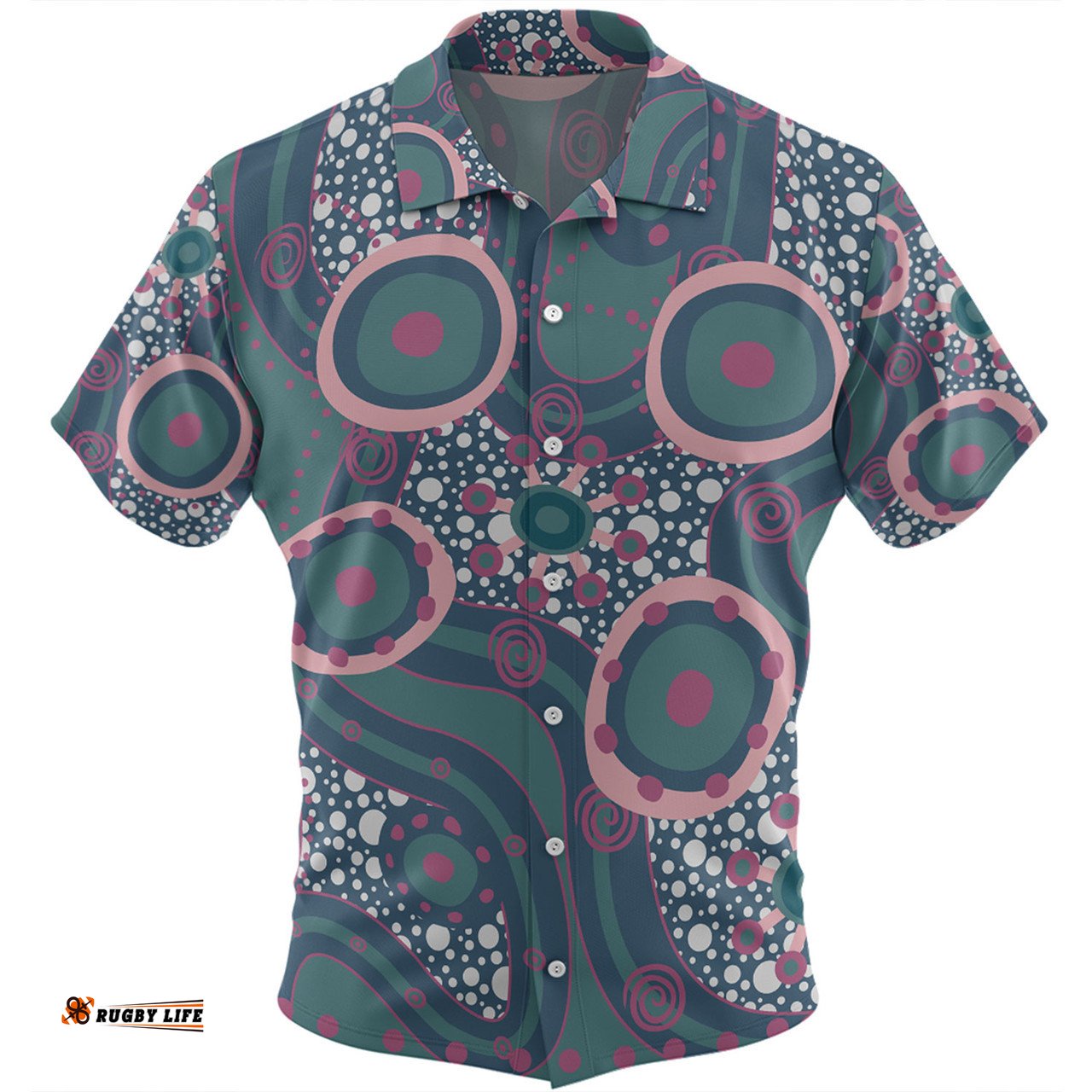 Amazing Aussie Australia Aboriginal Green Aboriginal Dot Art Inspired Hawaiian Shirt