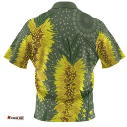 Amazing Aussie Australia Aboriginal Yellow Bottle Brush Flora In Aboriginal Painting Hawaiian Shirt