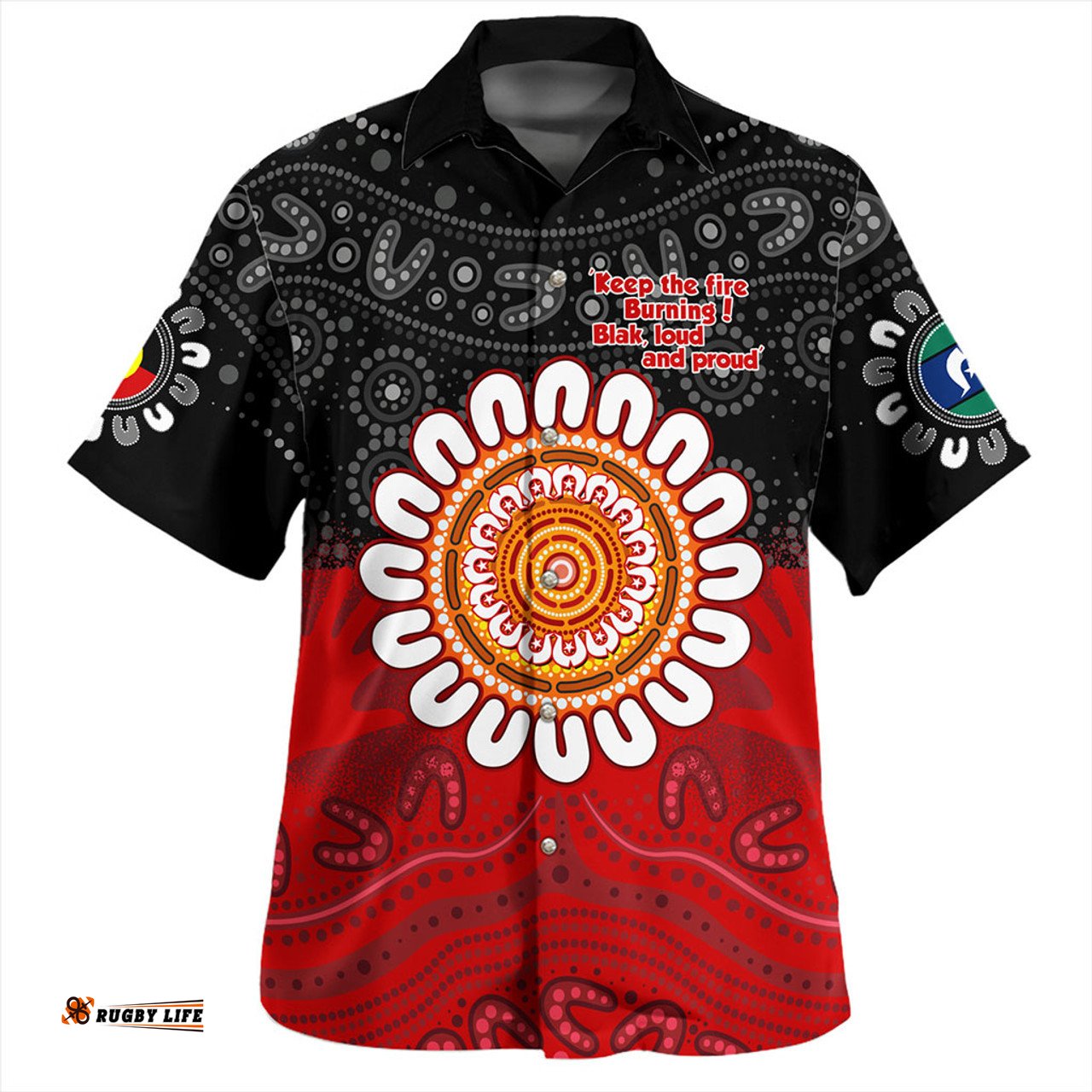Amazing Aussie Australia Aboriginal Inspired Naidoc Half Concept Hawaiian Shirt
