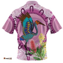 Amazing Aussie Australia Aboriginal Brolga Bird Dancing With Australia Native Flowers Hawaiian Shirt
