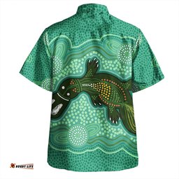 Amazing Aussie Australia Aboriginal Green Platypus Aboriginal Art Inspired Hawaiian Shirt