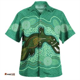Amazing Aussie Australia Aboriginal Green Platypus Aboriginal Art Inspired Hawaiian Shirt