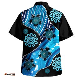 Amazing Aussie Australia Aboriginal Inspired Dreamtime River And Turtles Dot Art Painting Hawaiian Shirt