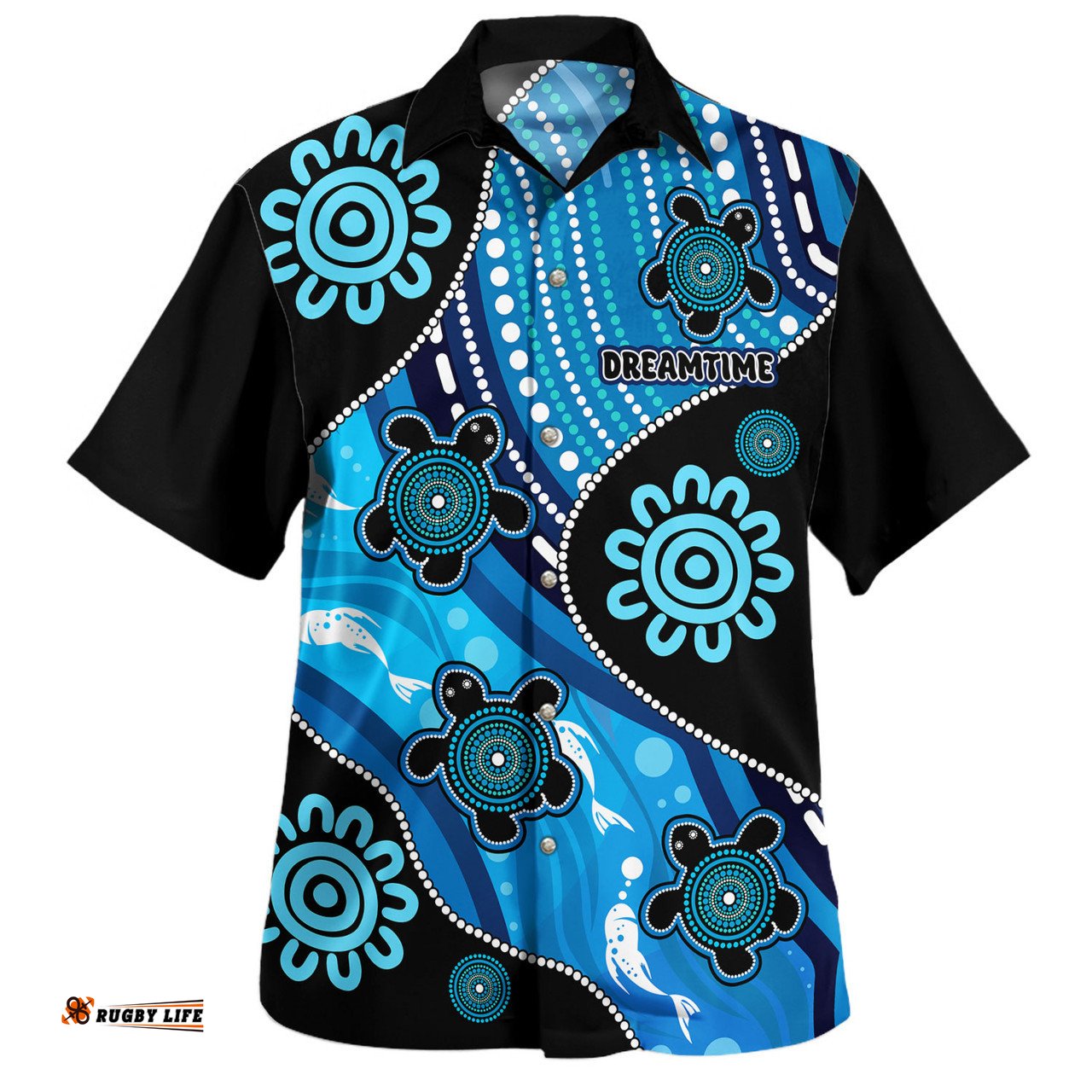 Amazing Aussie Australia Aboriginal Inspired Dreamtime River And Turtles Dot Art Painting Hawaiian Shirt