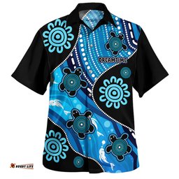 Amazing Aussie Australia Aboriginal Inspired Dreamtime River And Turtles Dot Art Painting Hawaiian Shirt