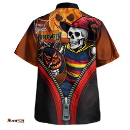 Amazing Aussie Adelaide Crows Halloween Night Reaper Zipper Hawaiian Shirt