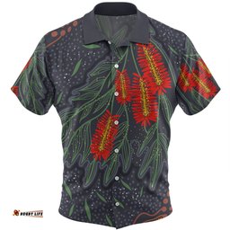 Amazing Aussie Australia Flowers Aboriginal Bottle Brush Medicinal Plant Art Hawaiian Shirt
