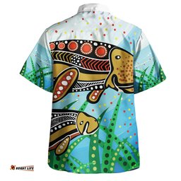 Amazing Aussie Australia Aboriginal Dugong Aboriginal Artwork With Mother And Baby Hawaiian Shirt