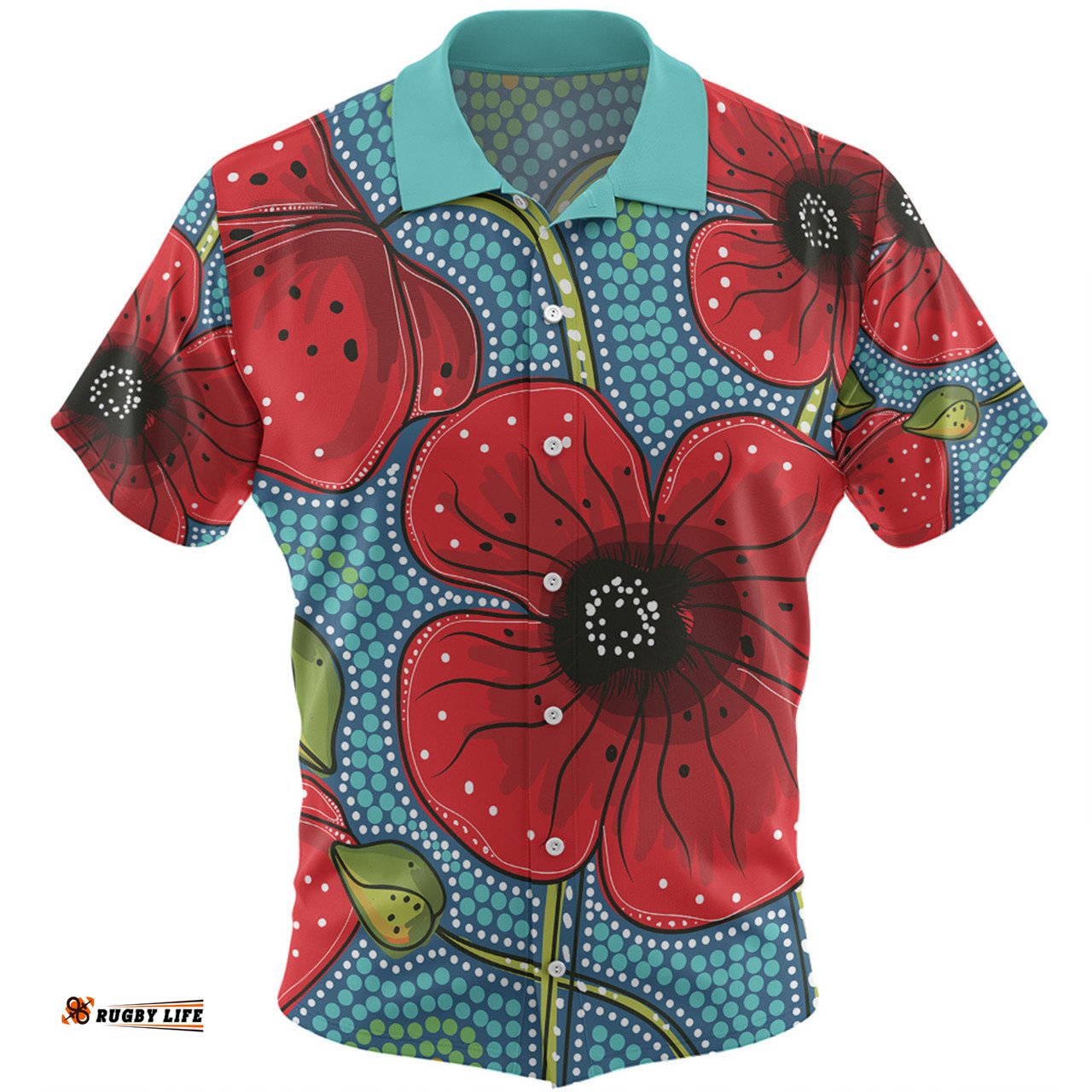 Amazing Aussie Australia Flowers Aboriginal Aboriginal Dot Art Of Australian Poppy Flower Painting Hawaiian Shirt