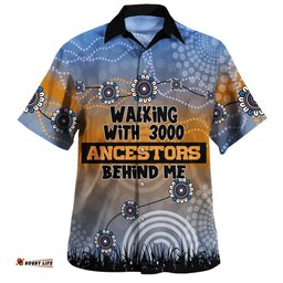 Amazing Aussie Australia Aboriginal Walking with 3000 Ancestors Behind Me Blue Patterns Hawaiian Shirt