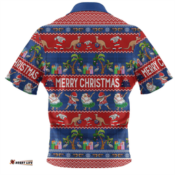 Amazing Aussie Australia Christmas Custom Tropical Ugly Xmas Santa Dapping And Dancing Hawaiian Shirt