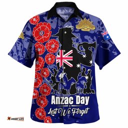 Amazing Aussie Australia Anzac Custom Lest We Forget Blue Style Shirt Hawaiian Shirt