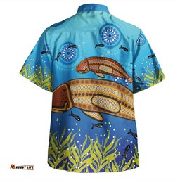 Amazing Aussie Australia Aboriginal Mother And Baby Dugong Aboriginal Art Inspired Hawaiian Shirt