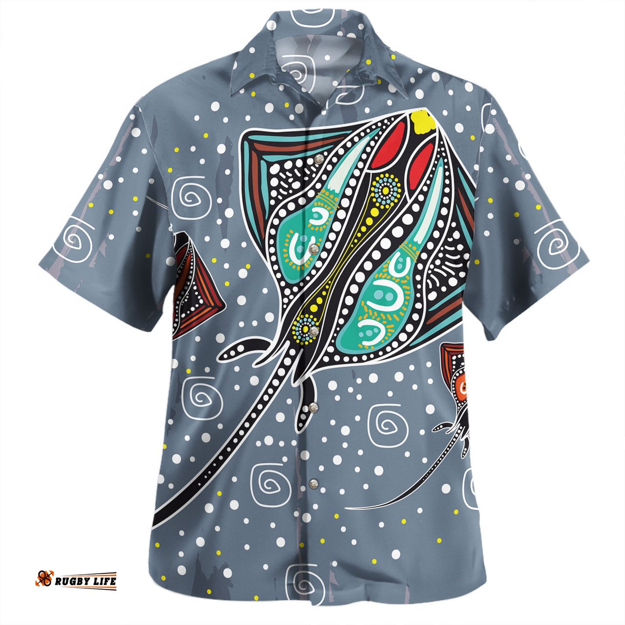 Amazing Aussie Australia Aboriginal Stingray Art In Aboriginal Dot Style Hawaiian Shirt