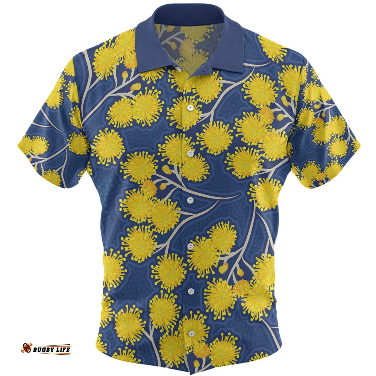 Amazing Aussie Australia Flowers Aboriginal Yellow Wattle Flowers With Aboriginal Dot Art Hawaiian Shirt