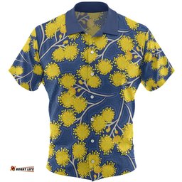 Amazing Aussie Australia Flowers Aboriginal Yellow Wattle Flowers With Aboriginal Dot Art Hawaiian Shirt