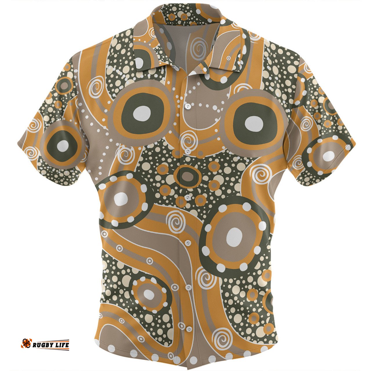 Amazing Aussie Australia Aboriginal Orange Aboriginal Dot Art Inspired Hawaiian Shirt