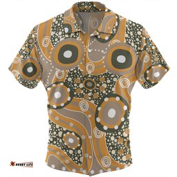 Amazing Aussie Australia Aboriginal Orange Aboriginal Dot Art Inspired Hawaiian Shirt