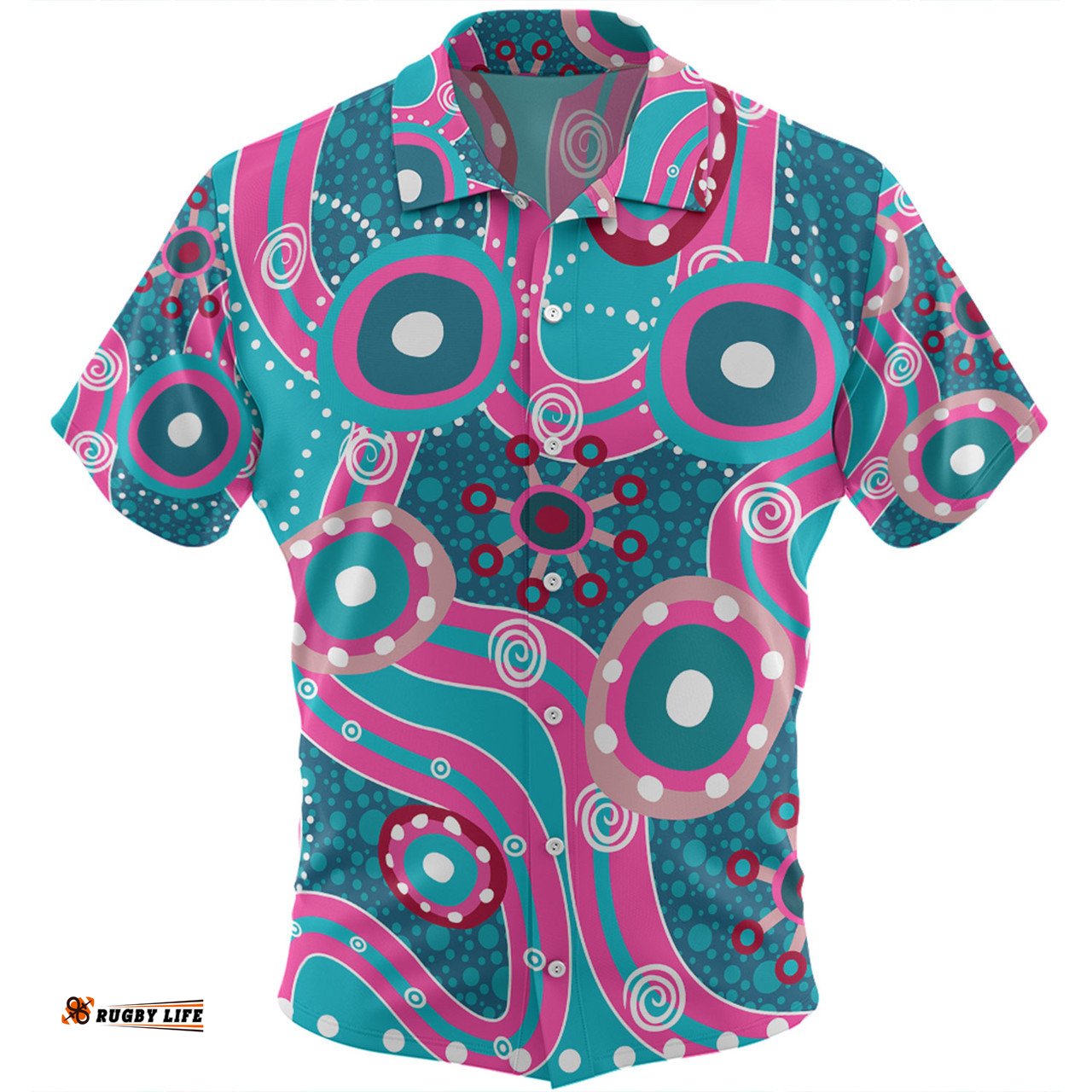 Amazing Aussie Australia Aboriginal Pink Aboriginal Dot Art Inspired Hawaiian Shirt