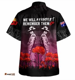 Amazing Aussie Australia Anzac Day Anzac Day Soldier We Will Remember Them Shirt Pink Hawaiian Shirt