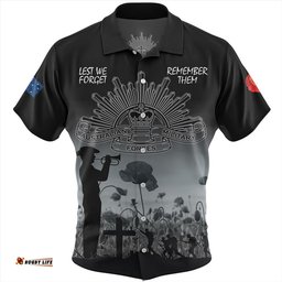 Amazing Aussie Australia Anzac Day Lest We Forget Black Hawaiian Shirt