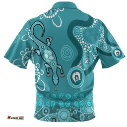 Amazing Aussie Australia Goanna Aboriginal Indigenous Dot Goanna (Teal Blue) Hawaiian Shirt