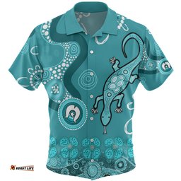 Amazing Aussie Australia Goanna Aboriginal Indigenous Dot Goanna (Teal Blue) Hawaiian Shirt