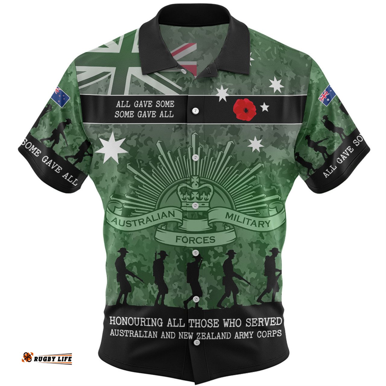 Amazing Aussie Australia Anzac Day Australia and New Zealand Warriors All gave some Some Gave All Green Hawaiian Shirt