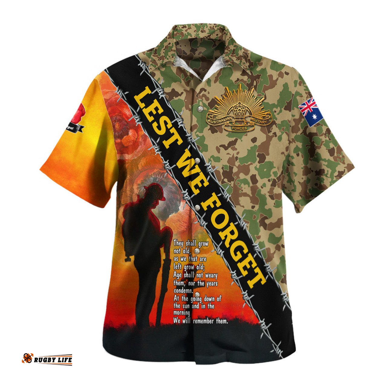 Amazing Aussie Australia Anzac Day Anzac Lest We Forget Quotes Vintage Style Hwaiian Shirt Hawaiian Shirt
