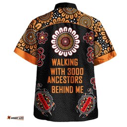 Amazing Aussie Australia Aboriginal Walking with 3000 Ancestors Behind Me Black and Orange Patterns Hawaiian Shirt