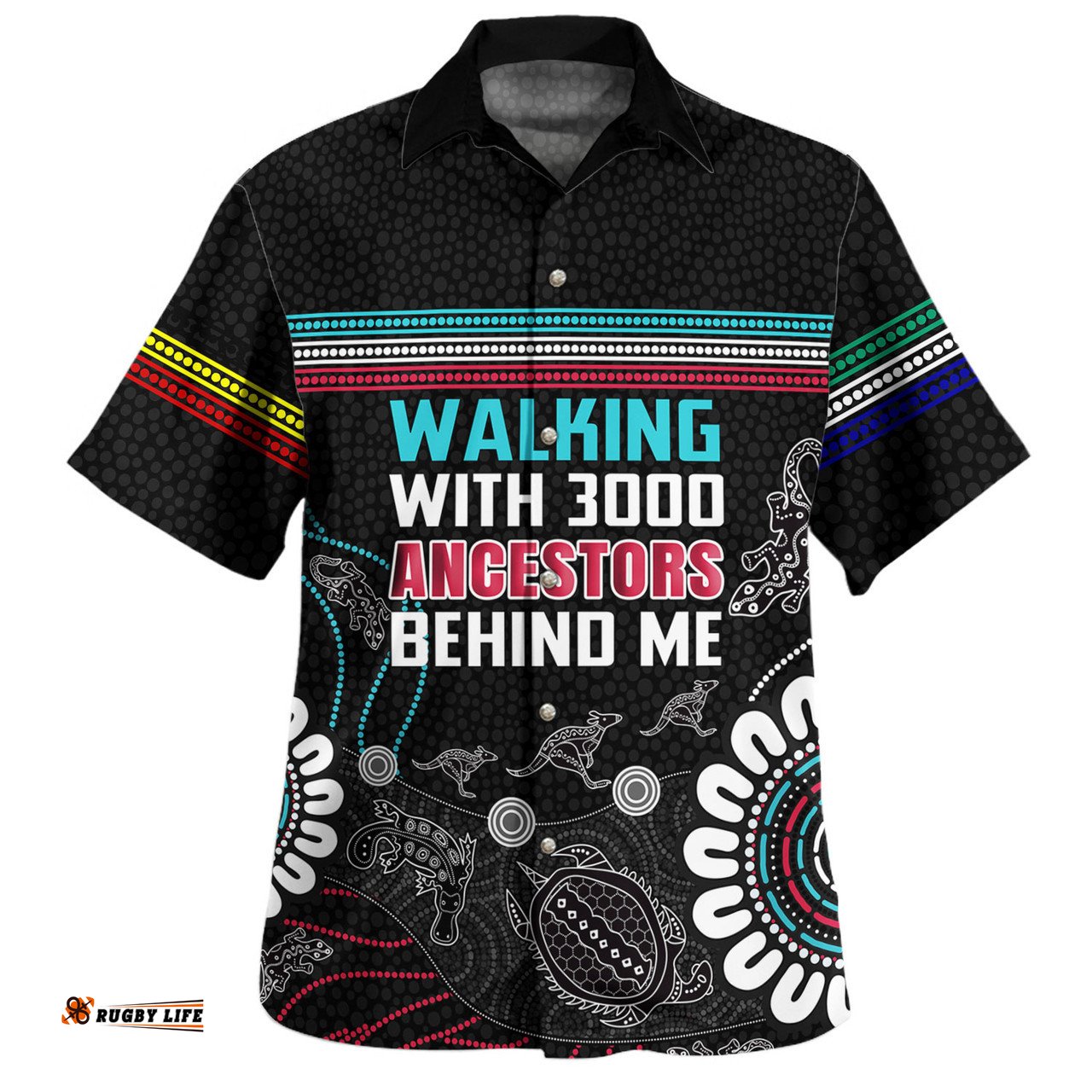 Amazing Aussie Australia Aboriginal Walking with 3000 Ancestors Behind Me Black Hawaiian Shirt