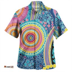 Amazing Aussie Australia Aboriginal Dots Pattern And Vivid Pastel Colours Hawaiian Shirt