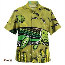Amazing Aussie Australia Aboriginal Mother And Baby Dugong Aboriginal Art Hawaiian Shirt