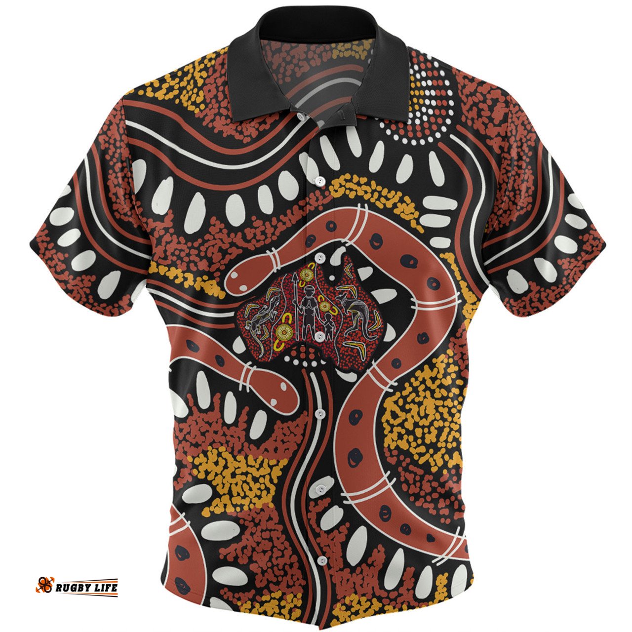 Amazing Aussie Australia Rainbow Serpent Aboriginal Aboriginal Dot Art Snake Artwork Hawaiian Shirt