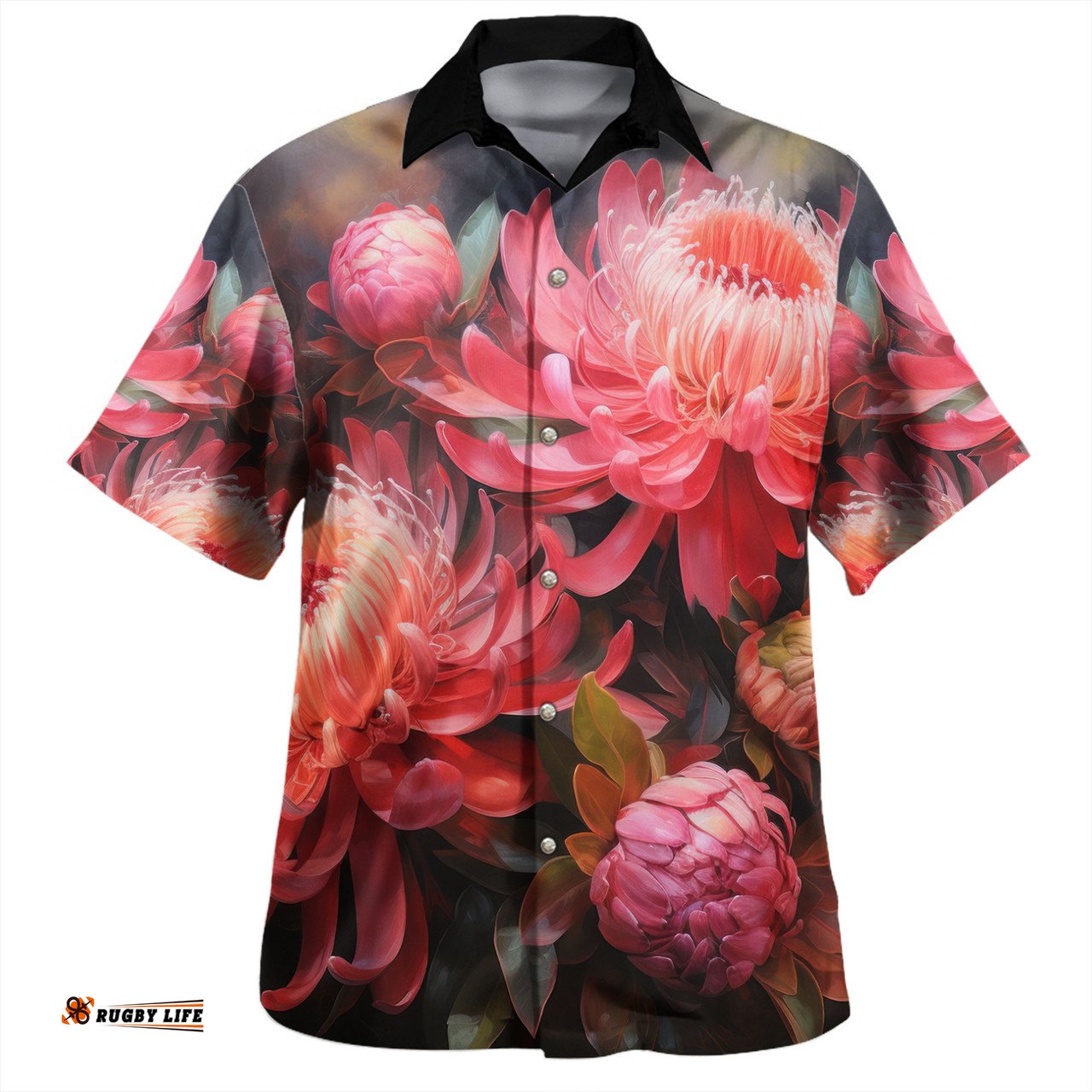 Amazing Aussie Australia Waratah Waratah Oil Painting Abstract Ver1 Hawaiian Shirt