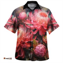 Amazing Aussie Australia Waratah Waratah Oil Painting Abstract Ver1 Hawaiian Shirt