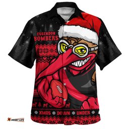 Amazing Aussie Essendon Merry Christmas Down Under Footy Power Style Hawaiian Shirt