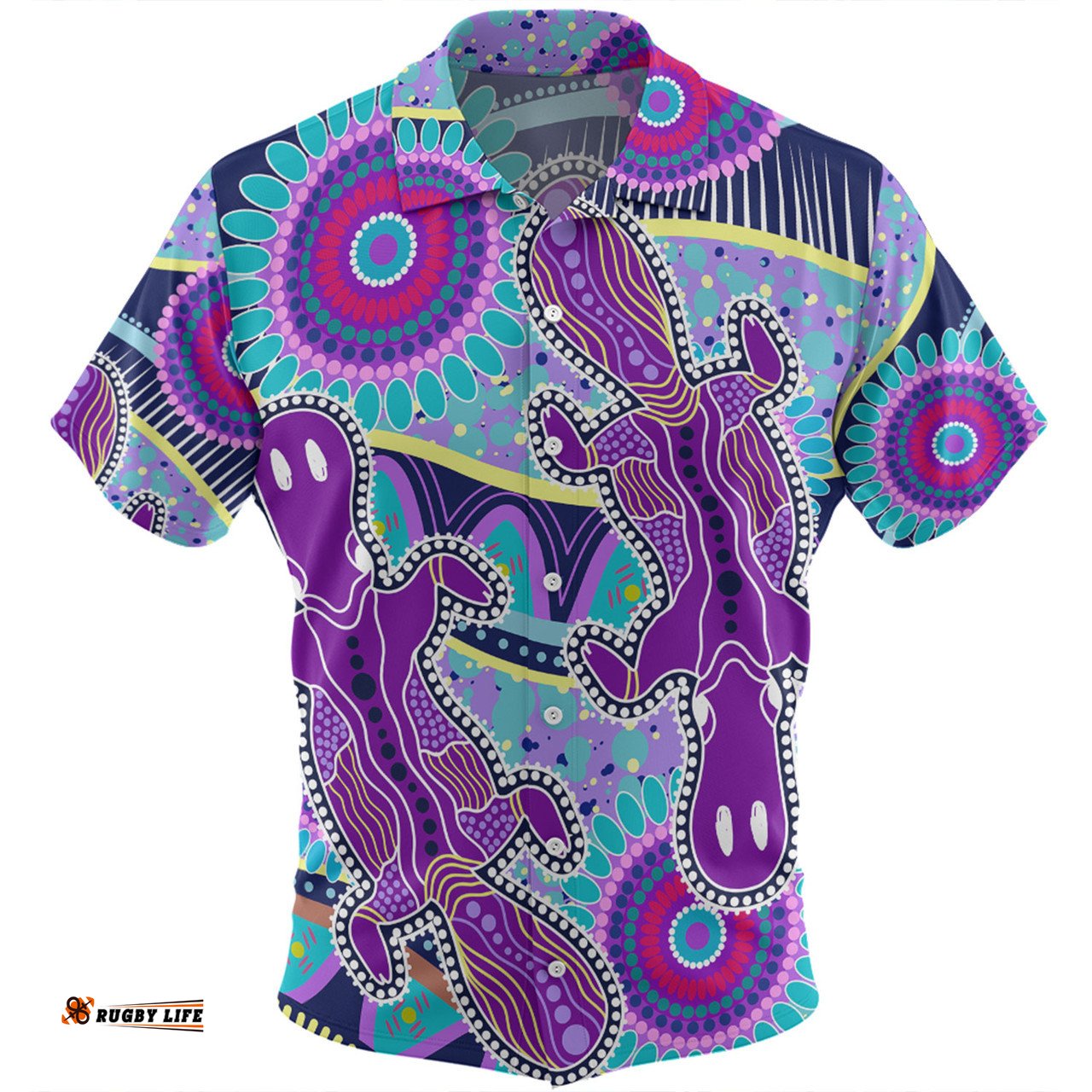 Amazing Aussie Australia Platypus Aboriginal Purple Platypus With Aboriginal Art Dot Painting Patterns Inspired Hawaiian Shirt