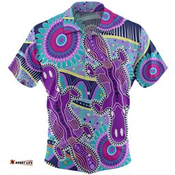 Amazing Aussie Australia Platypus Aboriginal Purple Platypus With Aboriginal Art Dot Painting Patterns Inspired Hawaiian Shirt