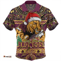 Amazing Aussie Brisbane Broncos Aboriginal Xmas Special Ugly Christmas Style Hawaiian Shirt