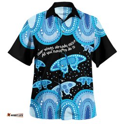 Amazing Aussie Australia Aboriginal Blue Butterflies Art Inspired Hawaiian Shirt