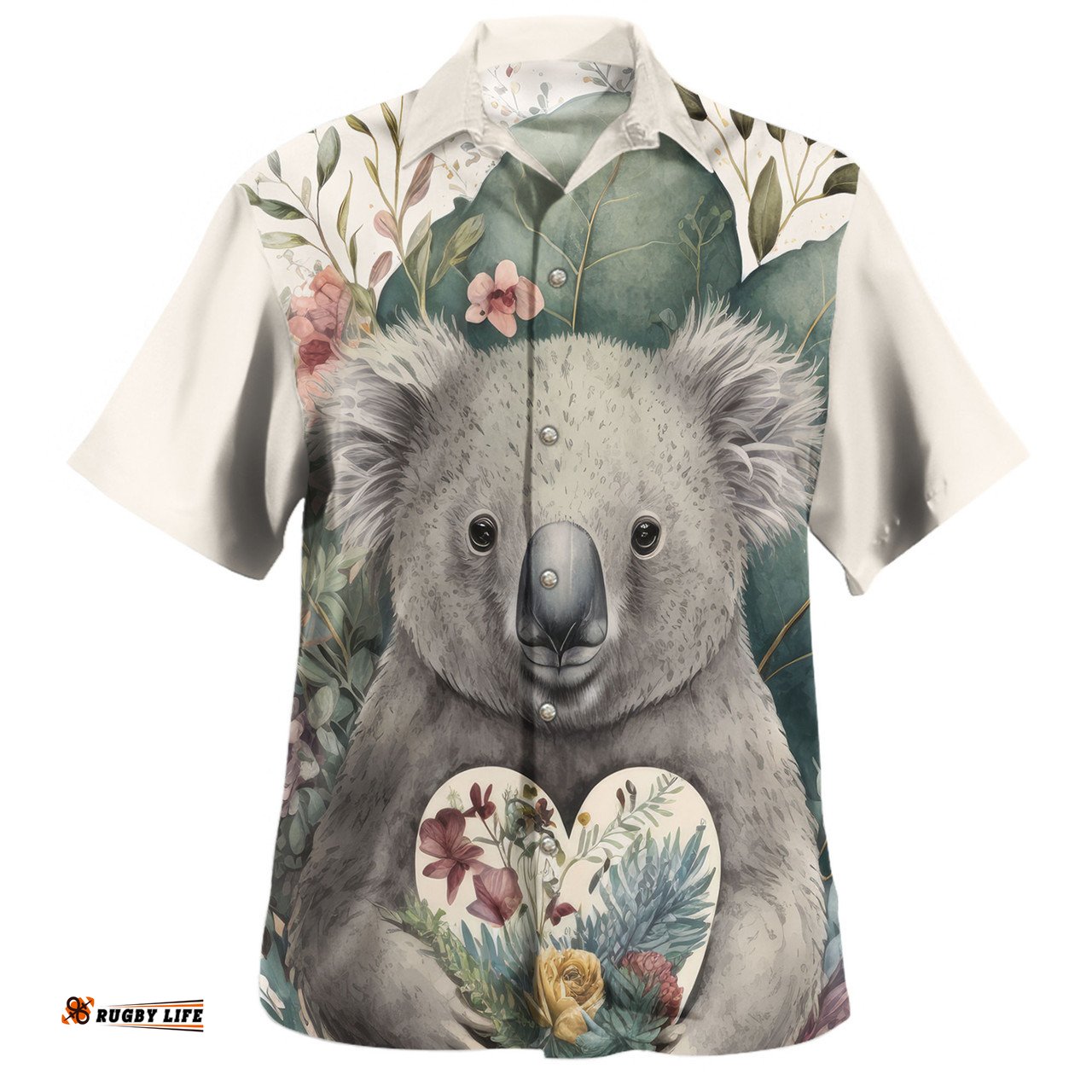 Amazing Aussie Australia Koala Koala Holding A Heart Adorned With Flowers Hawaiian Shirt