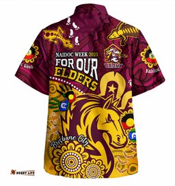 Amazing Aussie Brisbane Broncos Bronx For Our Elders Aboriginal Inspired Shirt Blue Hawaiian Shirt
