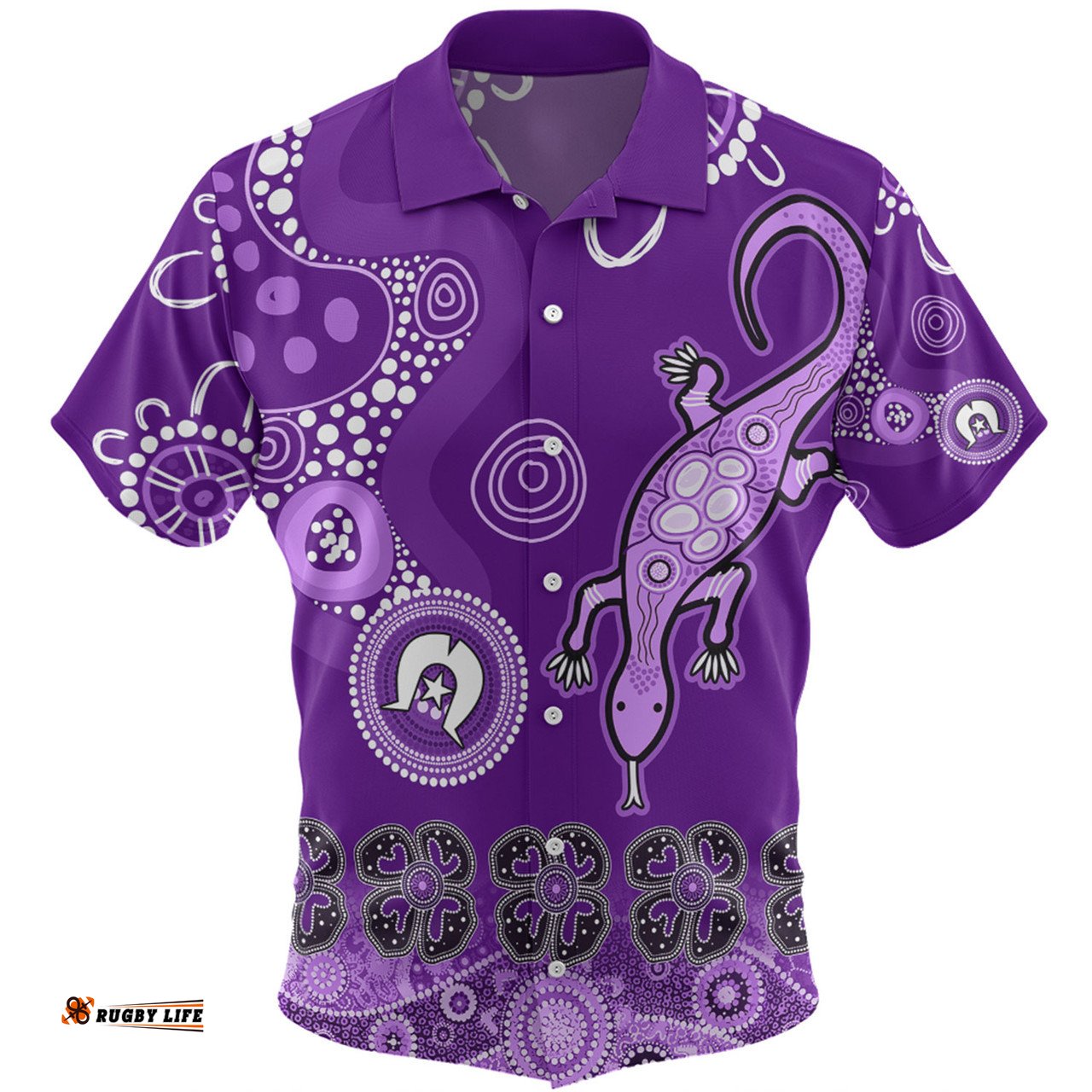 Amazing Aussie Australia Goanna Aboriginal Indigenous Dot Goanna (Purple) Hawaiian Shirt