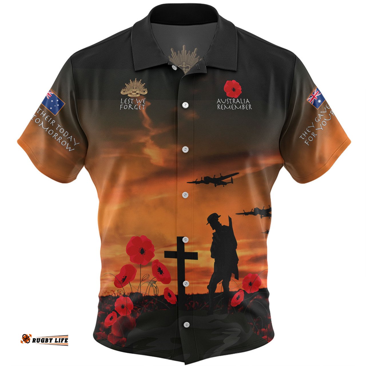 Amazing Aussie Australia Anzac Day Australia Remember Orange Hawaiian Shirt