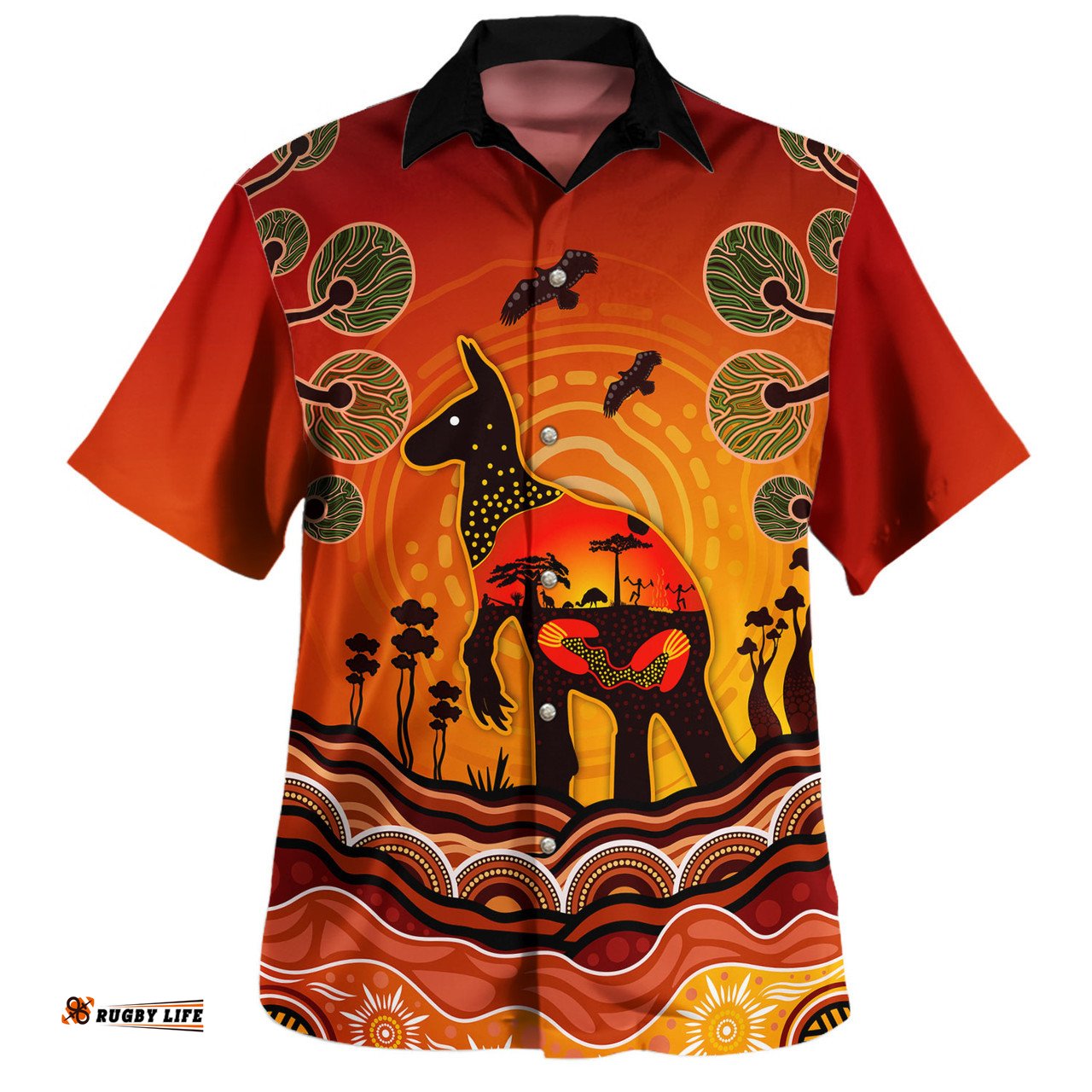 Amazing Aussie Australia Aboriginal Indigenous Kangaroo With Dot Painting Pattern Hawaiian Shirt