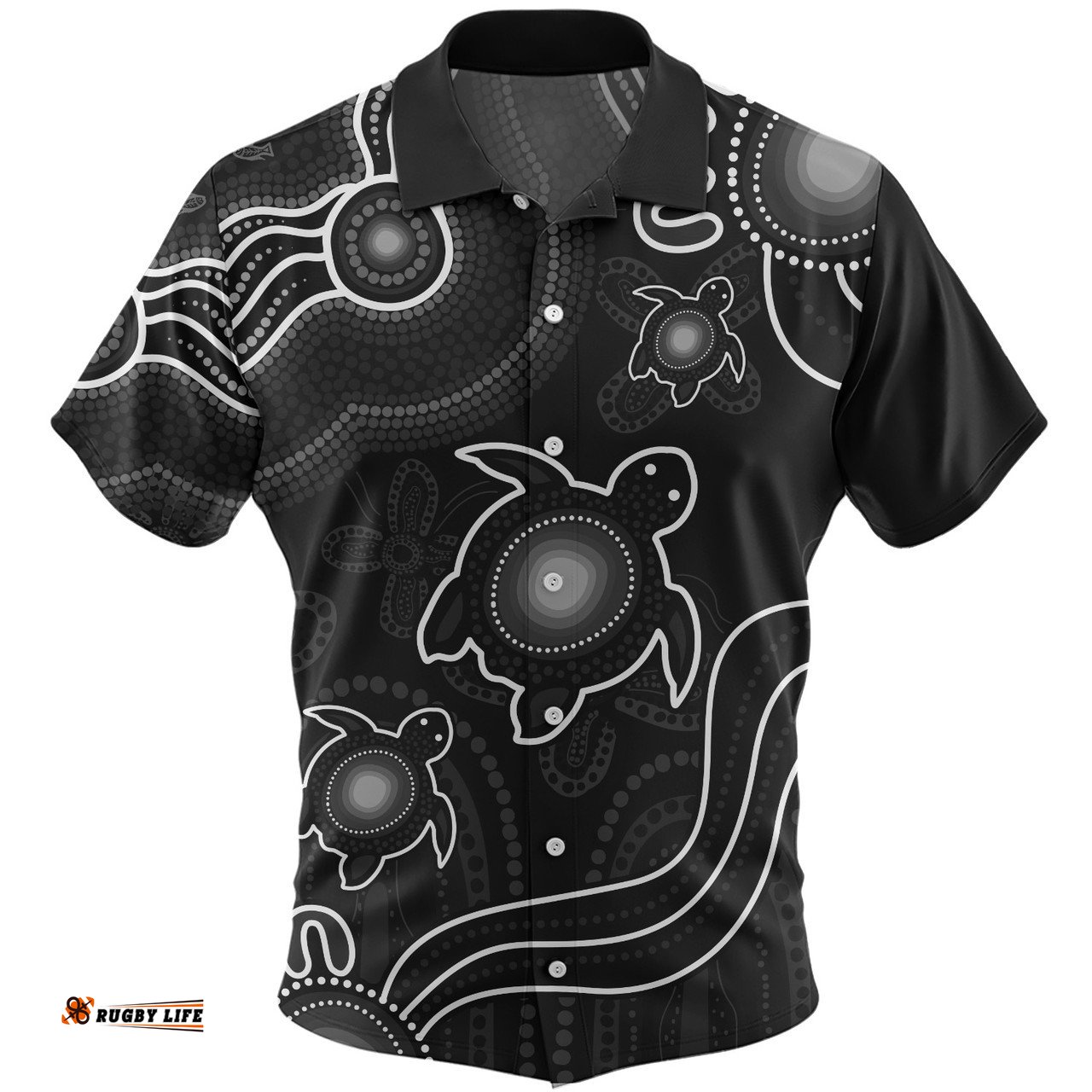 Amazing Aussie Australia Aboriginal Turtle Dreaming Journey Featuring Dot Art Black Hawaiian Shirt