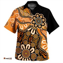 Amazing Aussie Australia Aboriginal Dot Painting Background Hawaiian Shirt