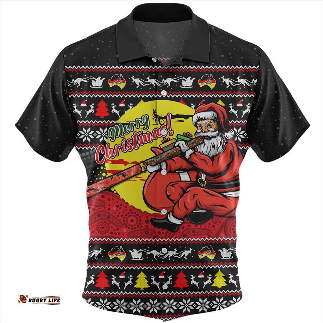 Amazing Aussie Australia Aboriginal Didgeridoo Santa Christmas Hawaiian Shirt